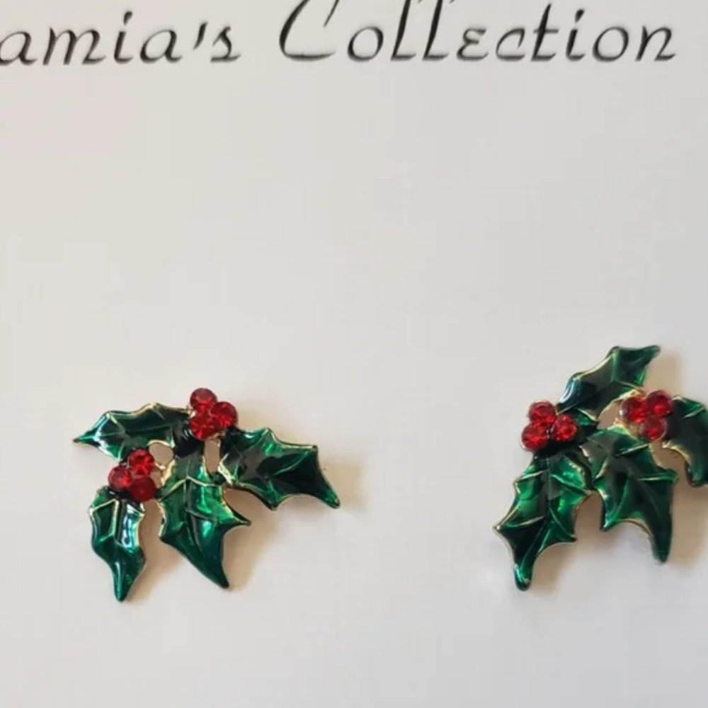 Sparkly Holly Earrings - pierced ears - NWT